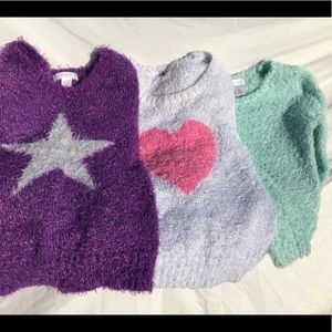 3 Fuzzy Girls Sweaters by Piper - Size 7/8